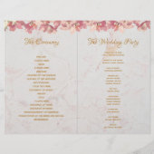 Programme de mariage Orchidées rose or Marbre Géom (Dos)