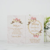 Programme de mariage Orchidées roses dorées Marbre (Debout devant)