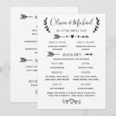 Programme de mariage Ordre des événements (Devant / Derrière)