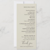 Programme de mariage Oyster Shells (Dos)