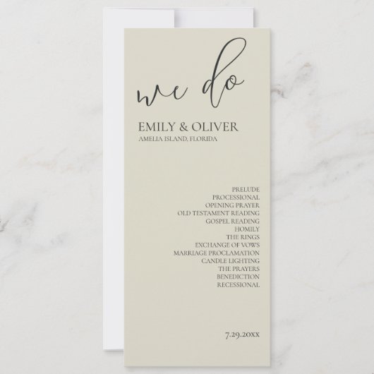 Programme de mariage Oyster Shells (Devant)