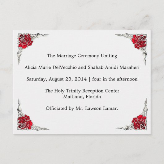 Programme de mariage, page 1 de 2. (Devant)