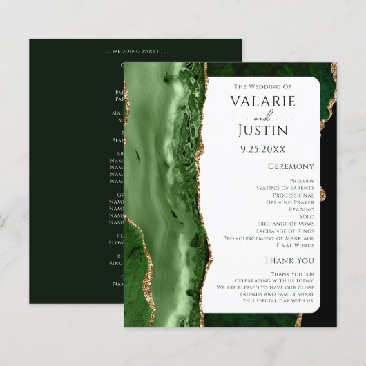 Programme de mariage pailleté émeraude de budget (Devant / Derrière)