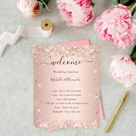 Programme de mariage pailleté rose gold pas cher
