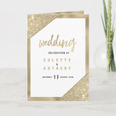 Programme de mariage paillettes blanc or géométriq (Devant)