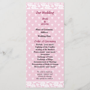 Programme de mariage Pale Pink Hearts
