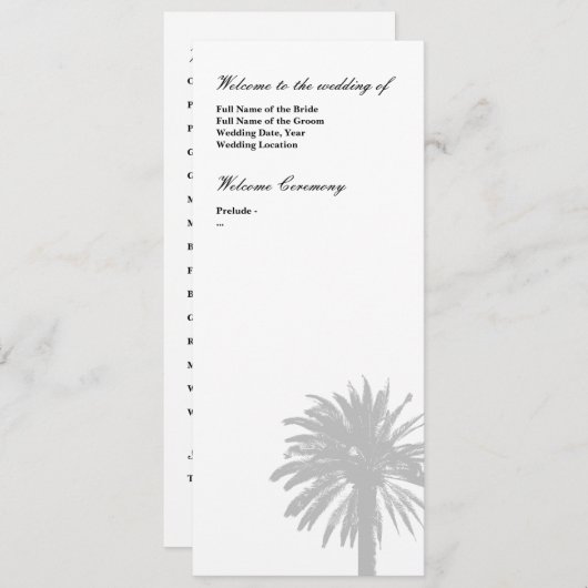 Programme de mariage Palm tree modèle (Devant / Derrière)