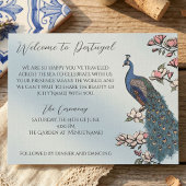 Programme de mariage Paon dessiné à la main Bleu f