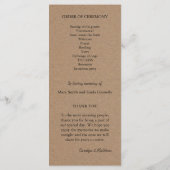 Programme de mariage | Papier Kraft rustique (Dos)