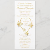 Programme de mariage papillon cœur couleur or (Devant)