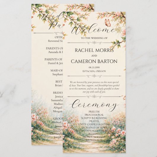 Programme de mariage Papillon Fleur Sauvage Jardin (Devant / Derrière)