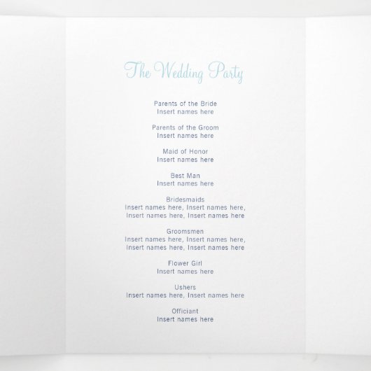 Programme de mariage papillons bleu foncé histoire (Intérieur au milieu)