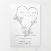 Programme de mariage Papillons cardiaques argentés (Page de couverture)