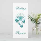 Programme de mariage Papillons Turquoises Coeur (Debout devant)