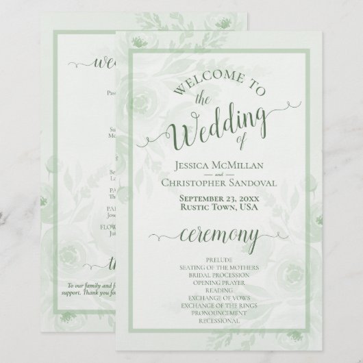 Programme de mariage pas cher aux pivoines boho ve (Devant / Derrière)