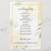 Programme de mariage pas cher Butter Yellow & Sage (Dos)