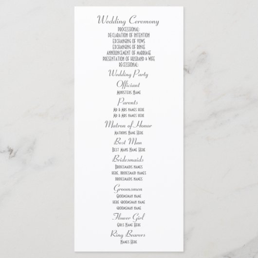 Programme de mariage pastel rose et blanc (Dos)