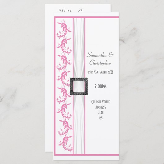 Programme de mariage pastel rose et blanc (Devant / Derrière)