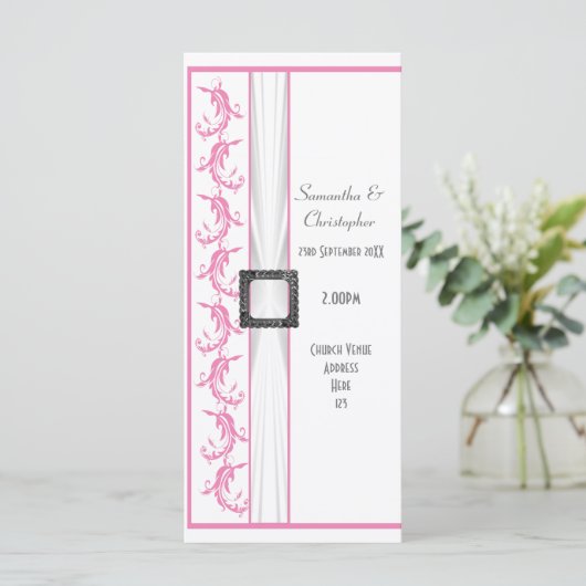 Programme de mariage pastel rose et blanc (Debout devant)