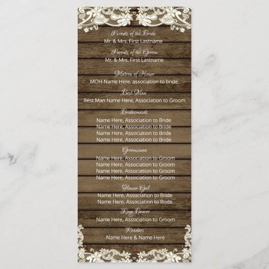 Programme de mariage Pays Grange Romance (Dos)