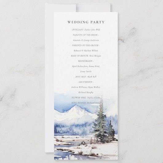 Programme de mariage paysager hivernal de ski de m (Dos)