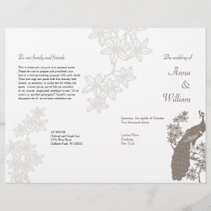 Programme de mariage Peacock Circulaire