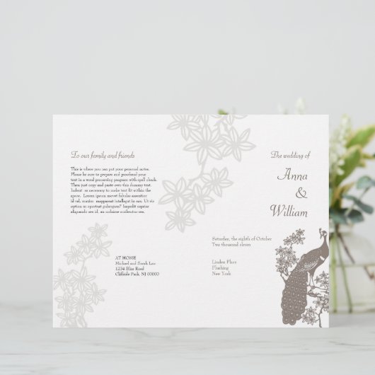 Programme de mariage Peacock Circulaire (Debout devant)