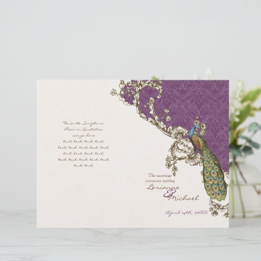 Programme de mariage Peacock & Etchings vintage (Debout devant)