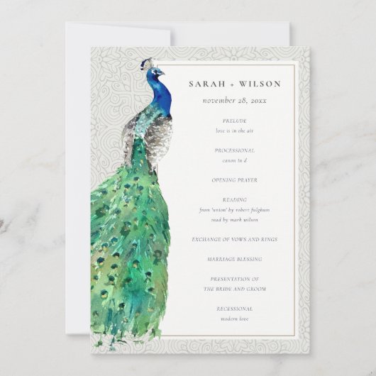 Programme de mariage Peacock Ornate Classy (Devant)