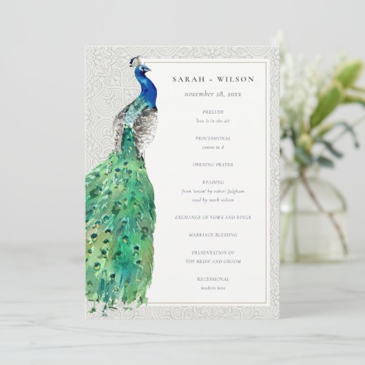Programme de mariage Peacock Ornate Classy (Debout devant)