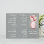 Programme de mariage peint en mason bocal rose gri (Debout devant)