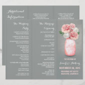 Programme de mariage peint en mason bocal rose gri (Devant / Derrière)
