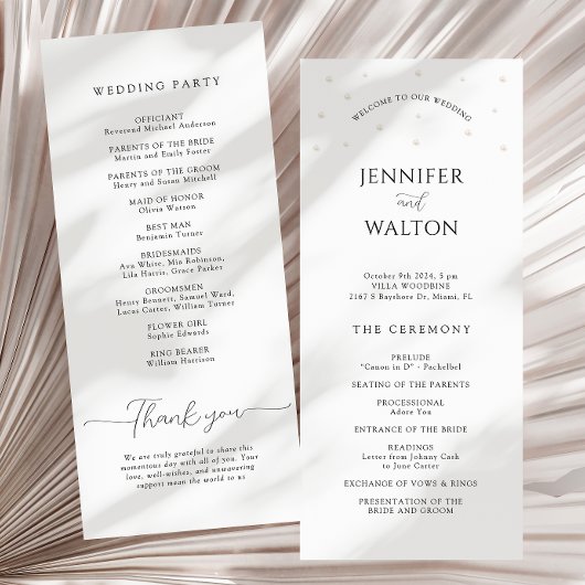 Programme de mariage Perles Blanches