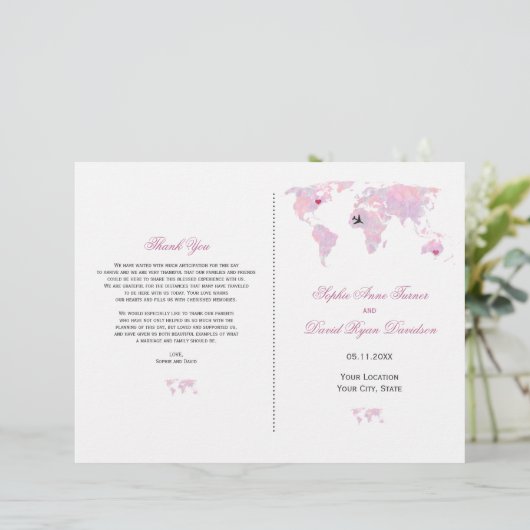 Programme de mariage personnalisé de l'aquarelle d (Debout devant)