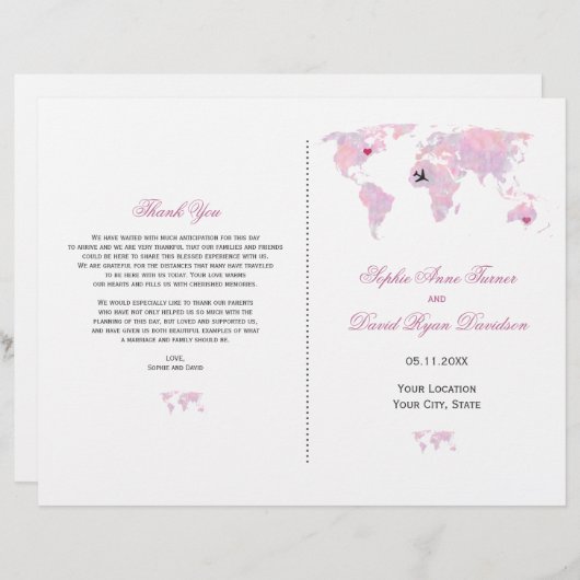 Programme de mariage personnalisé de l'aquarelle d (Devant / Derrière)