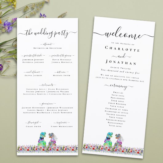 Programme de mariage personnalisé Dinosaur Bride &