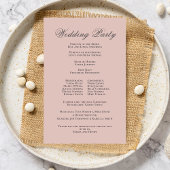 Programme de mariage personnalisé du script rose v