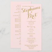 Programme de mariage personnalisé rose et or (Devant / Derrière)