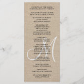 Programme de mariage personnalisé sur toile de lin (Dos)