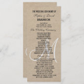 Programme de mariage personnalisé sur toile de lin (Devant / Derrière)