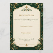 Programme de mariage personnalisé vert forêt or (Dos)