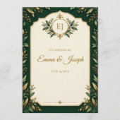 Programme de mariage personnalisé vert forêt or (Devant)