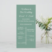 Programme de mariage personnalisé vert simple (Debout devant)