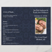 Programme de mariage photo bleu marine et damas bl (Devant)