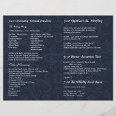 Programme de mariage photo bleu marine et damas bl (Dos)