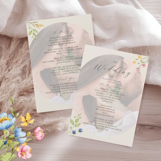 Programme de mariage photo de fleurs sauvages
