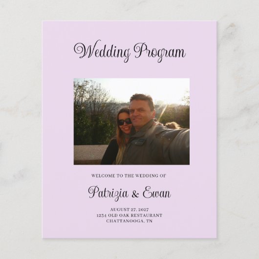 Programme de mariage photo lavande budget (Devant)