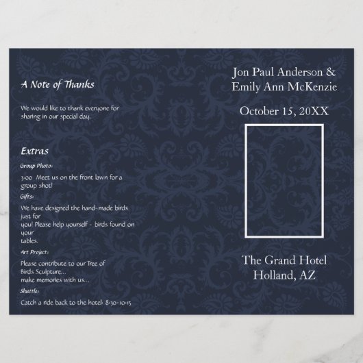 Programme de mariage photo Marine bleu et blanc Da (Devant)