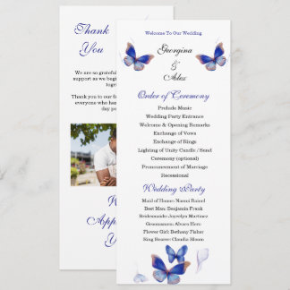 Programme de mariage photo modifiable bleu minimal