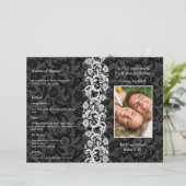 Programme de mariage photo noir gris & damas rouge (Debout devant)